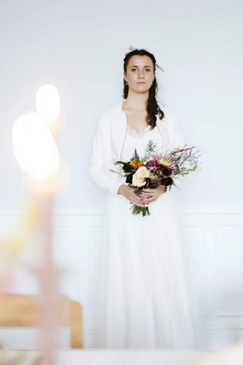 portrait mariée robe blanche créatif